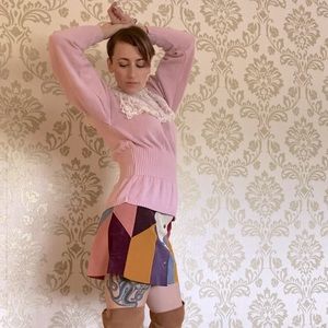 Gunne Sax lace collar poet sleeve sweater